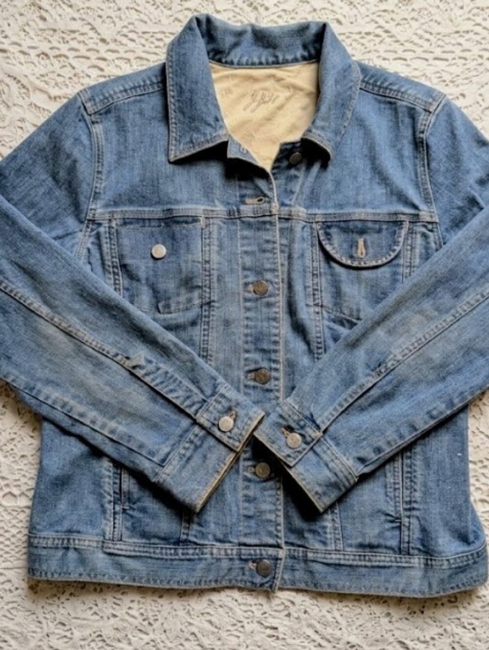JJill Denim Jacket Women's Large Washed Denim Cotton Relaxed Fit